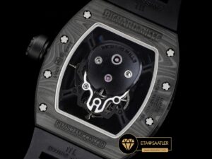 Richard Mille RM052 Taşlı Kafatası Kadran Siyah Carbon Çerçeve YSF Tourbillon V2 ETA