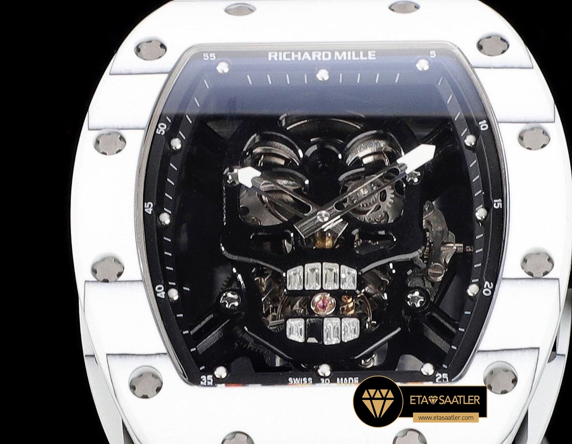 Richard Mille RM052 Taşlı Kurukafa Kadran Carbon Kasa YSF Tourbillon V2 ETA