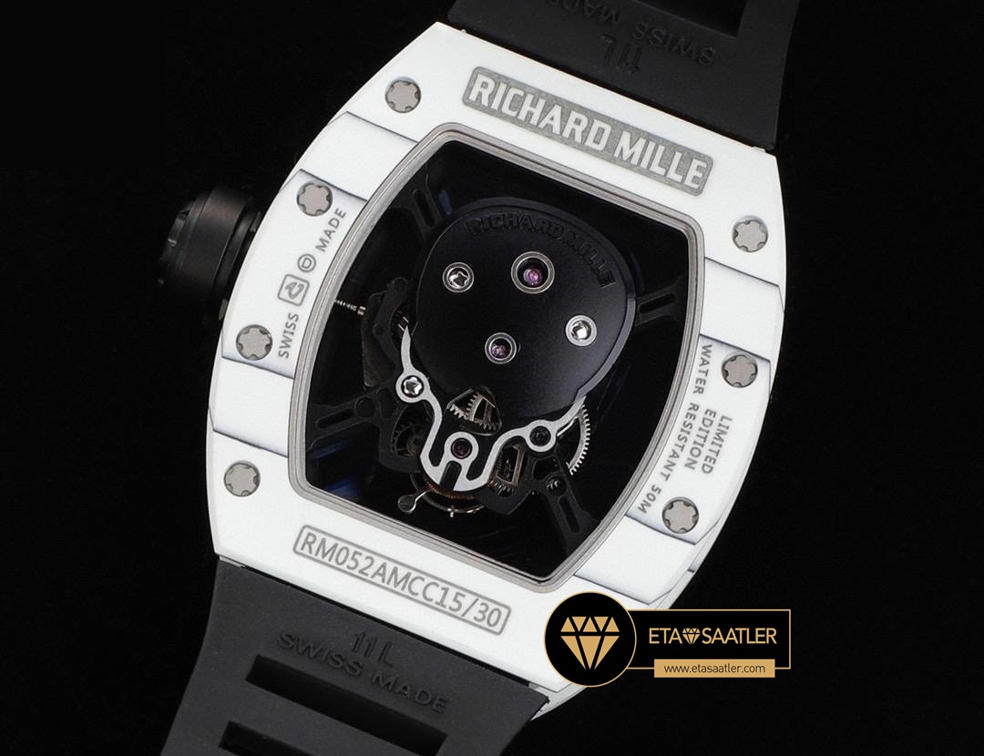 Richard Mille RM052 Taşlı Kurukafa Kadran Carbon Kasa YSF Tourbillon V2 ETA