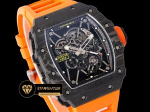 Richard Mille RM35-01 İskelet Kadran NTPT Carbon Kasa Turuncu Kauçuk Kordon SONIC V2 ETA