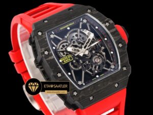 Richard Mille RM35-01 NTPT Carbon Kasa İskelet Kadran Kırmızı Kauçuk Kordon SONIC V2 ETA