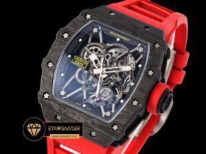 Richard Mille RM35-01 NTPT Carbon Kasa İskelet Kadran Kırmızı Kauçuk Kordon SONIC V2 ETA