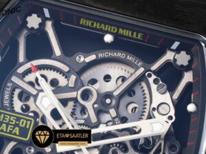 Richard Mille RM35-01 NTPT Carbon Kasa İskelet Kadran Kırmızı Kauçuk Kordon SONIC V2 ETA