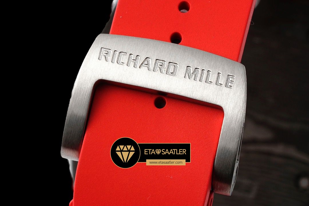 Richard Mille RM35-01 NTPT Carbon Kasa İskelet Kadran Kırmızı Kauçuk Kordon SONIC V2 ETA