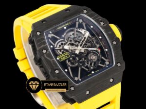 Richard Mille RM35-01 NTPT Carbon Kasa İskelet Kadran Sarı Kauçuk Kordon SONIC V2 ETA