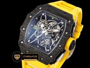 Richard Mille RM35-01 NTPT Carbon Kasa İskelet Kadran Sarı Kauçuk Kordon SONIC V2 ETA