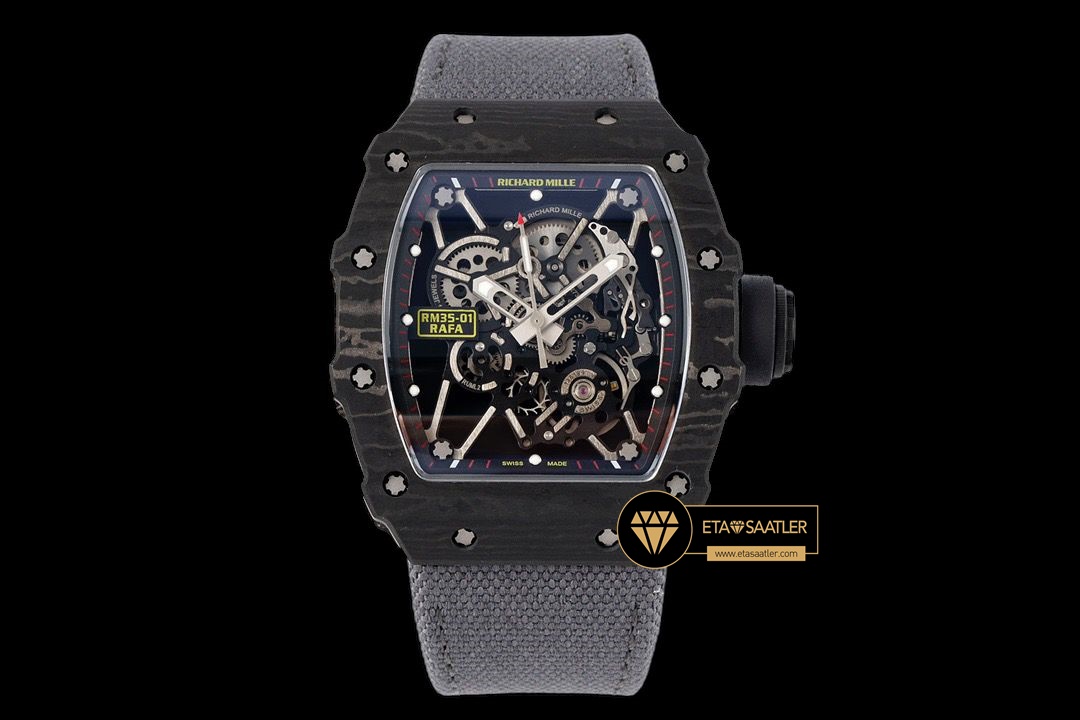 Richard Mille RM35-01 NTPT Carbon Kasa Örme Deri Kordon İskelet Kadran SONIC V2 ETA