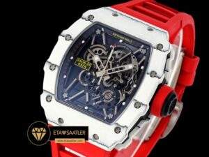 Richard Mille RM35-01 RAFA Beyaz NTPT Carbon Kasa Kırmızı Kauçuk Kordon SONIC V2 ETA