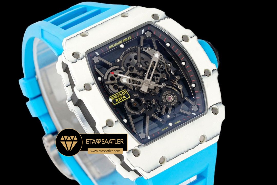 Richard Mille RM35-01 RAFA İskelet Kadran NTPT Carbon Kasa Kauçuk Kordon SONIC V2 ETA