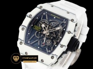 Richard Mille RM35-01 Rafael Nadal Beyaz NTPT Carbon Kasa İskelet Kadran SONIC V2 ETA