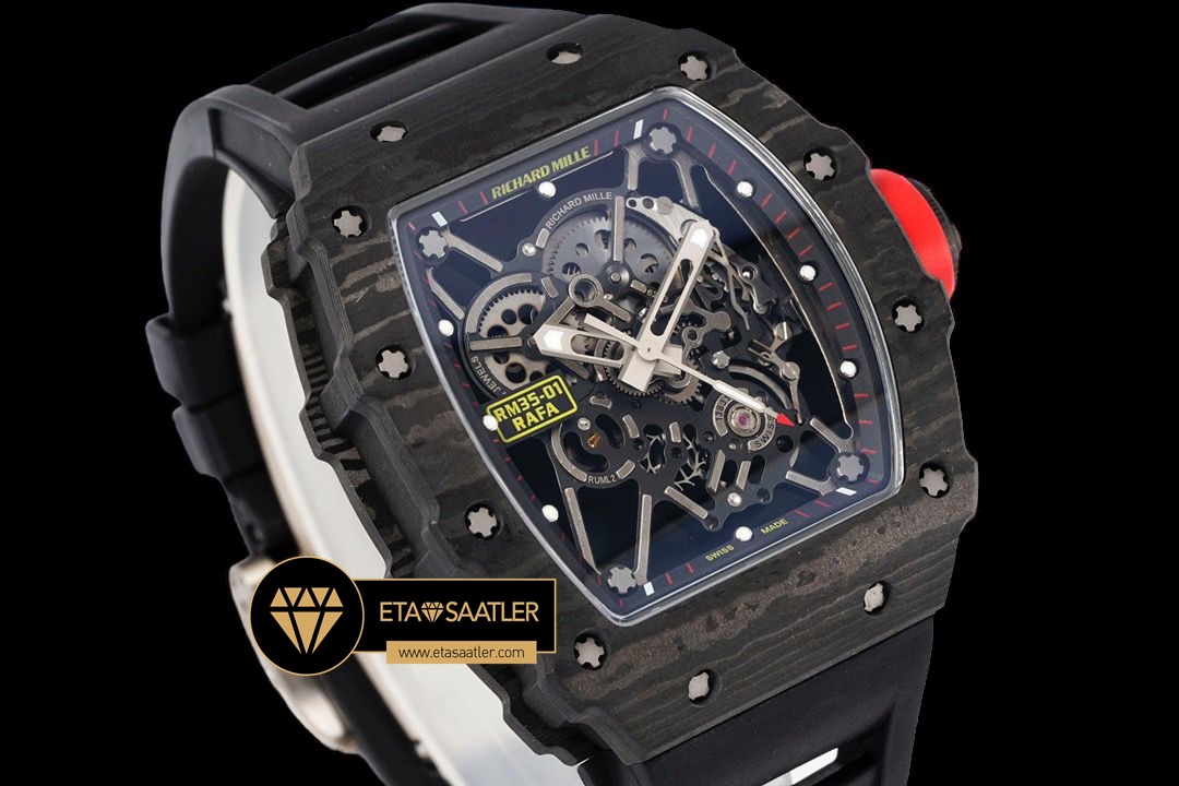 Richard Mille RM35-01 Rafael Nadal NTPT Carbon Kasa İskelet Kadran SONIC V2 ETA