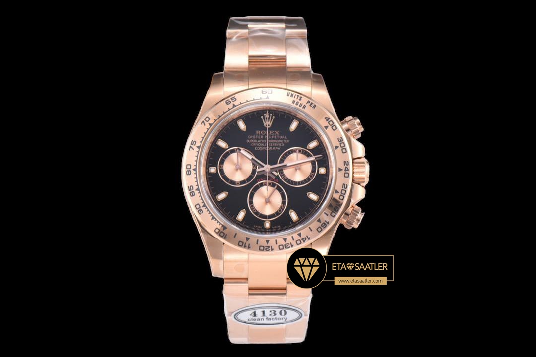 Rolex Daytona 116508 Rose Çelik Siyah Kadran Clean 4130 V2 ETA