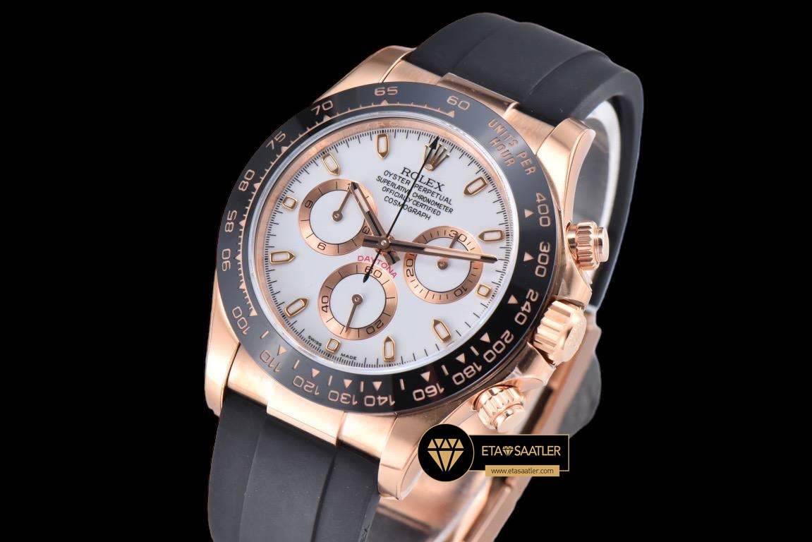 Rolex Daytona 116515 Rakamlı Beyaz Lume Kadran Kauçuk Kordon Clean 4130 V2 ETA