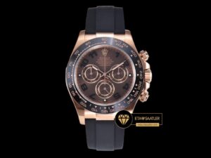 Rolex Daytona 116515RG Rakamlı Kahverengi Kadran Kauçuk Kordon Clean 4130 V2 ETA