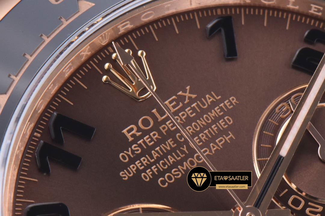 Rolex Daytona 116515RG Rakamlı Kahverengi Kadran Kauçuk Kordon Clean 4130 V2 ETA