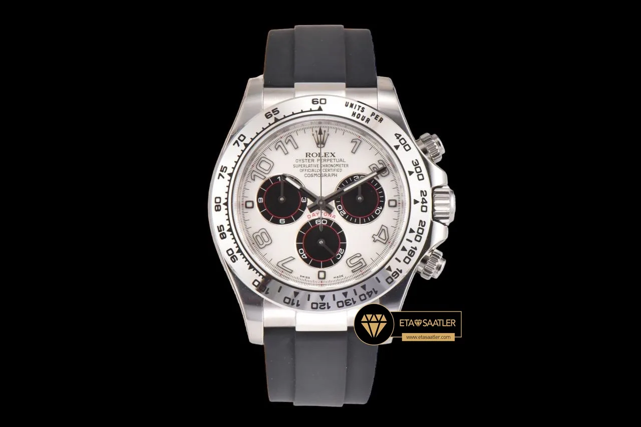 よっさん Rolex Daytona 116519 Rakamlı Beyaz Kadran Kauçuk Kordon Clean 4130