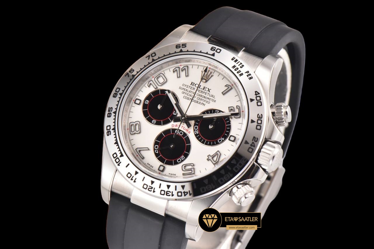 Rolex Daytona 116519 Rakamlı Beyaz Kadran Kauçuk Kordon Clean 4130 V2 ETA