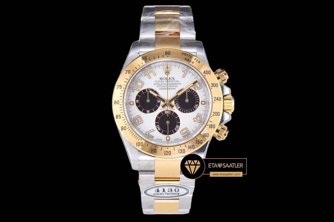 Rolex Daytona 116523 Rakamlı Beyaz Kadran 904L Çelik Clean 4130 V2 ETA