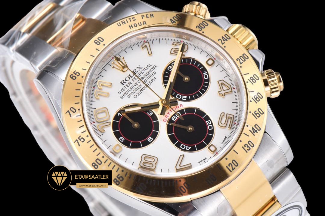 Rolex Daytona 116523 Rakamlı Beyaz Kadran 904L Çelik Clean 4130 V2 ETA