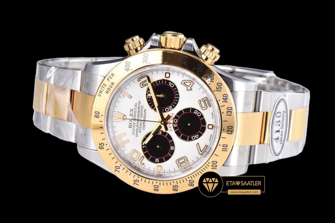 Rolex Daytona 116523 Rakamlı Beyaz Kadran 904L Çelik Clean 4130 V2 ETA