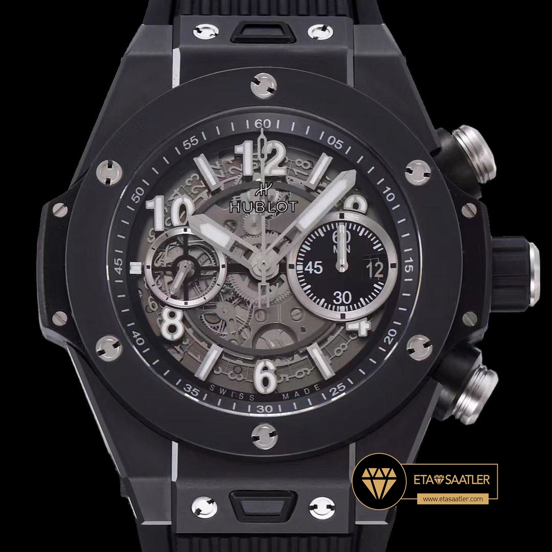 Hublot Big Bang Unico Siyah Seramik HUB1280 İskelet Kadran Super Clone ETA