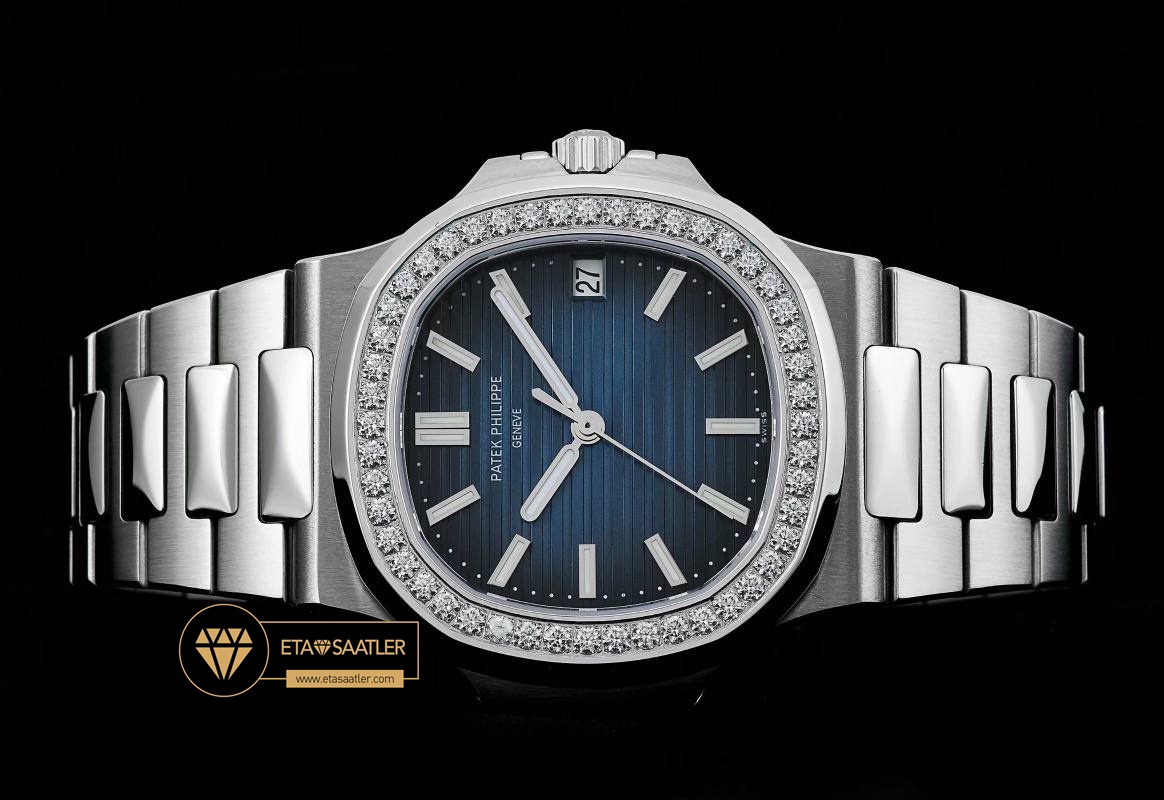 Patek Philippe Aquanaut 5167 Taşlı Bezel Mavi Kadran 40mm Super Clone ETA (4) Patek Philippe Aquanaut 5167 Taşlı Bezel Mavi Kadran 40mm Super Clone ETA