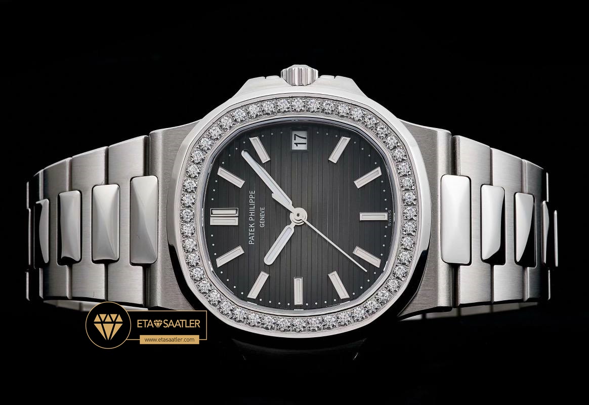 Patek Philippe Aquanaut 5167 Taşlı Bezel Siyah Kadran 40mm Super Clone ETA (3) Patek Philippe Aquanaut 5167 Taşlı Bezel Siyah Kadran 40mm Super Clone ETA