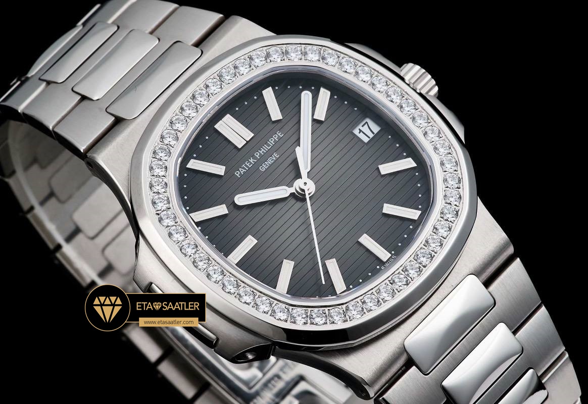 Patek Philippe Aquanaut 5167 Taşlı Bezel Siyah Kadran 40mm Super Clone ETA (4) Patek Philippe Aquanaut 5167 Taşlı Bezel Siyah Kadran 40mm Super Clone ETA