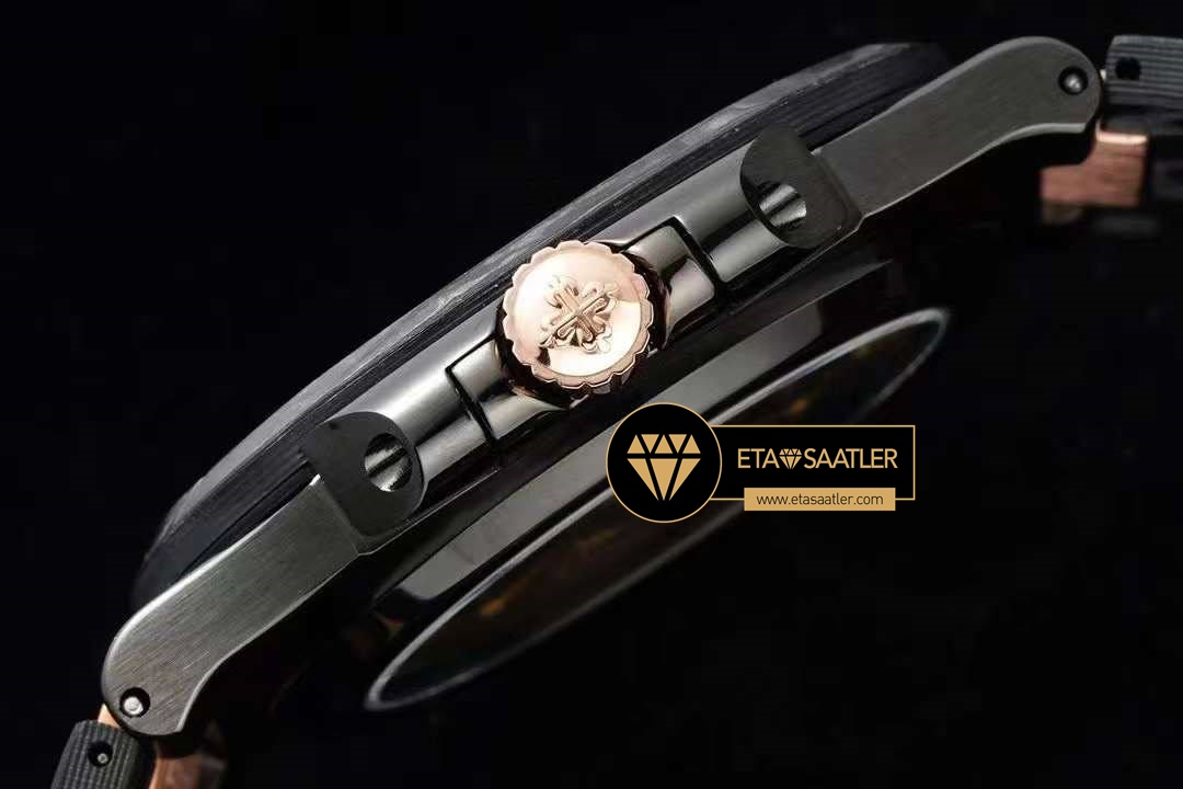 Patek Philippe Diw Nautilus Rose Jumbo 5711 Siyah Kadran Super Clone ETA (6) Patek Philippe Diw Nautilus Rose Jumbo 5711 Siyah Kadran Super Clone ETA