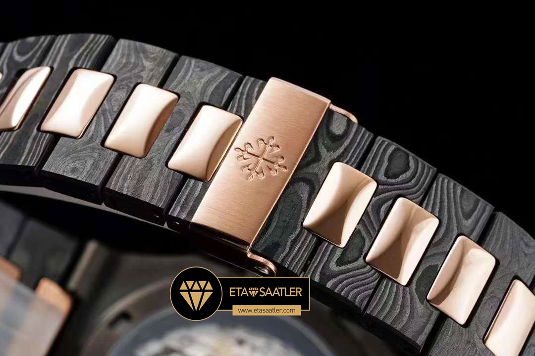 Patek Philippe Diw Nautilus Rose Jumbo 5711 Siyah Kadran Super Clone ETA (8) Patek Philippe Diw Nautilus Rose Jumbo 5711 Siyah Kadran Super Clone ETA