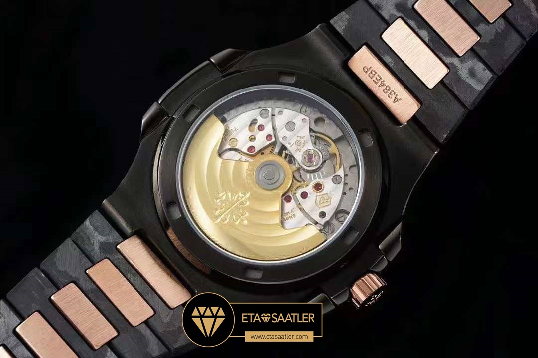 Patek Philippe Diw Nautilus Rose Jumbo 5711 Siyah Kadran Super Clone ETA (9) Patek Philippe Diw Nautilus Rose Jumbo 5711 Siyah Kadran Super Clone ETA