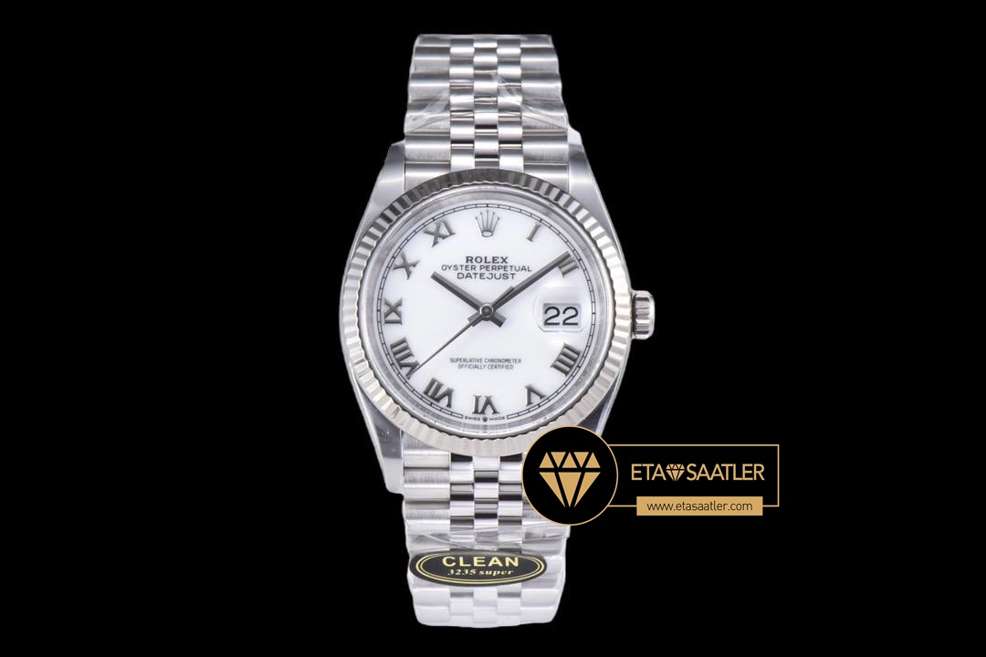 Rolex Datejust 126234 Roma Rakamlı Beyaz Kadran 36mm Clean Factory 3235 Super Clone ETA