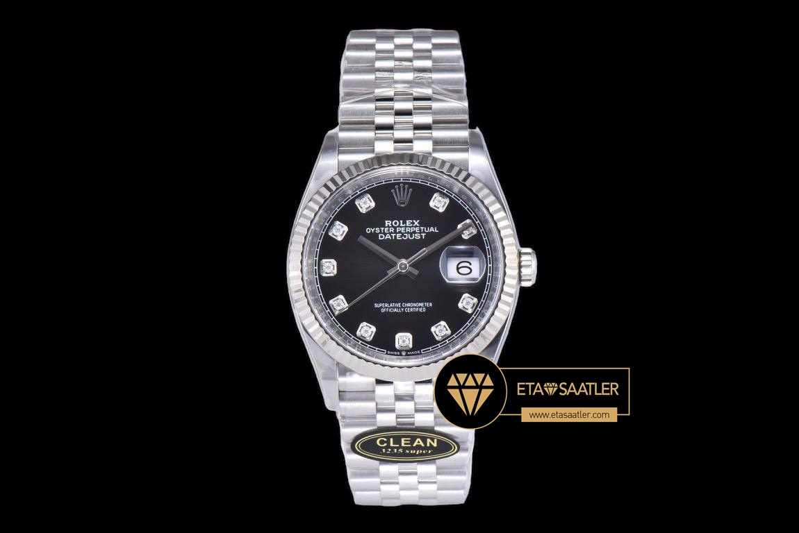 Rolex Datejust 126234 Taşlı Siyah Kadran 36mm Clean Factory 3235 Super Clone ETA