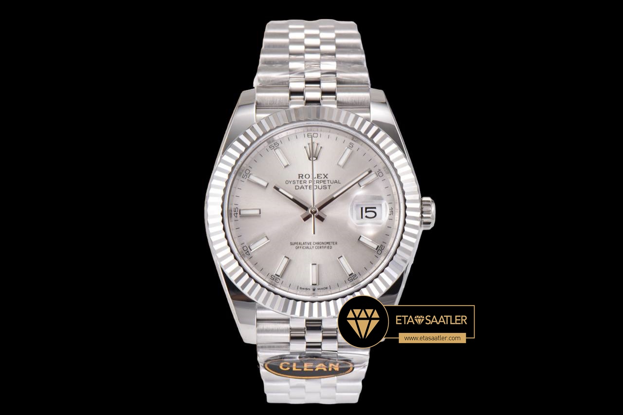 Rolex Datejust 126300 Gümüş Kadran 41mm Jubile 3235 V2 Super Clone ETA