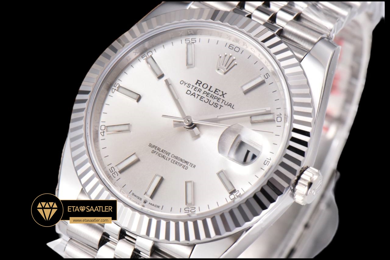 Rolex Datejust 126300 Gümüş Kadran 41mm Jubile 3235 V2 Super Clone ETA