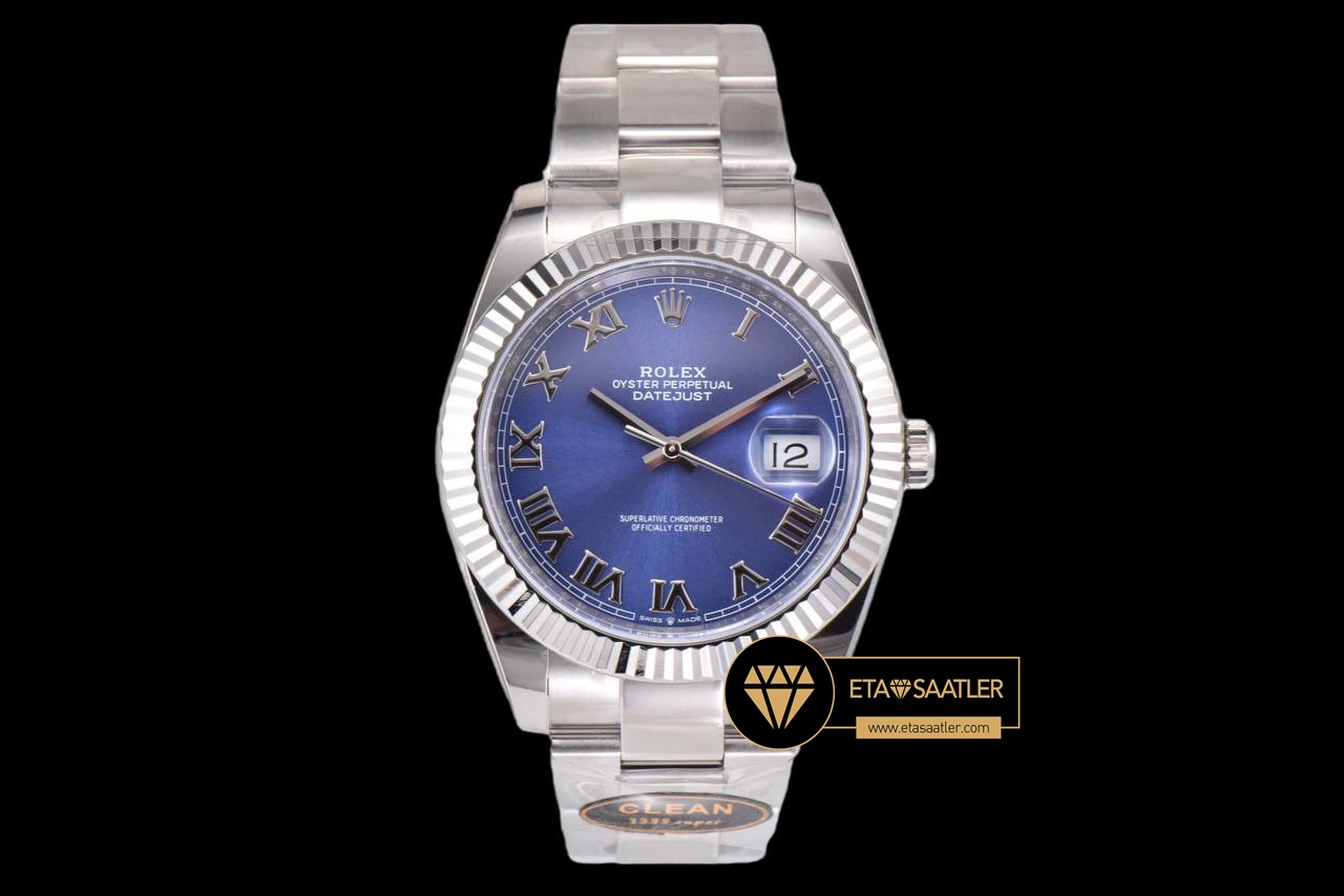 Rolex Datejust 126334 Clean Azure Roma Rakamlı 41mm 3235 V2 Super Clone ETA