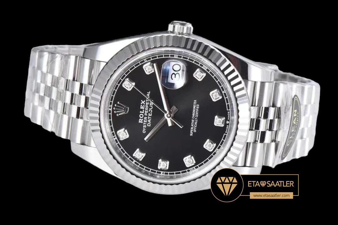 Rolex Datejust 126334 Taşlı Siyah Kadran Jubile 41mm Clean Factory 3235 Super Clone ETA