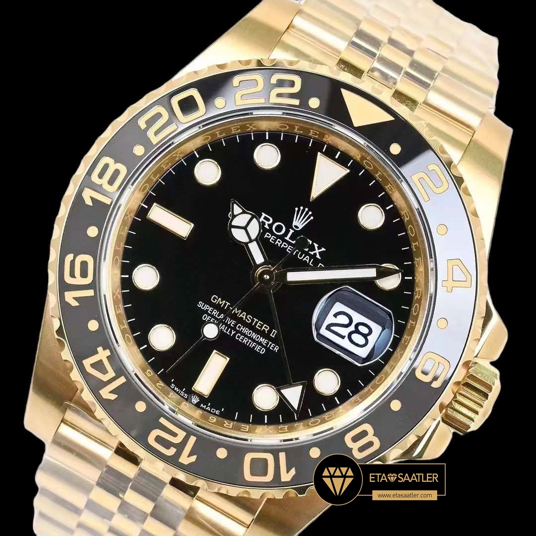 Rolex Gmt-Master II Gold EW Factory 3285 Jubile 904L Çelik Seramik Çerçeve V3 ETA