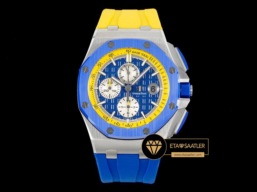 Royal Oak Offshore Novelty 44mm Ukraine Flag Blue Yellow 26400 Super Clone ETA