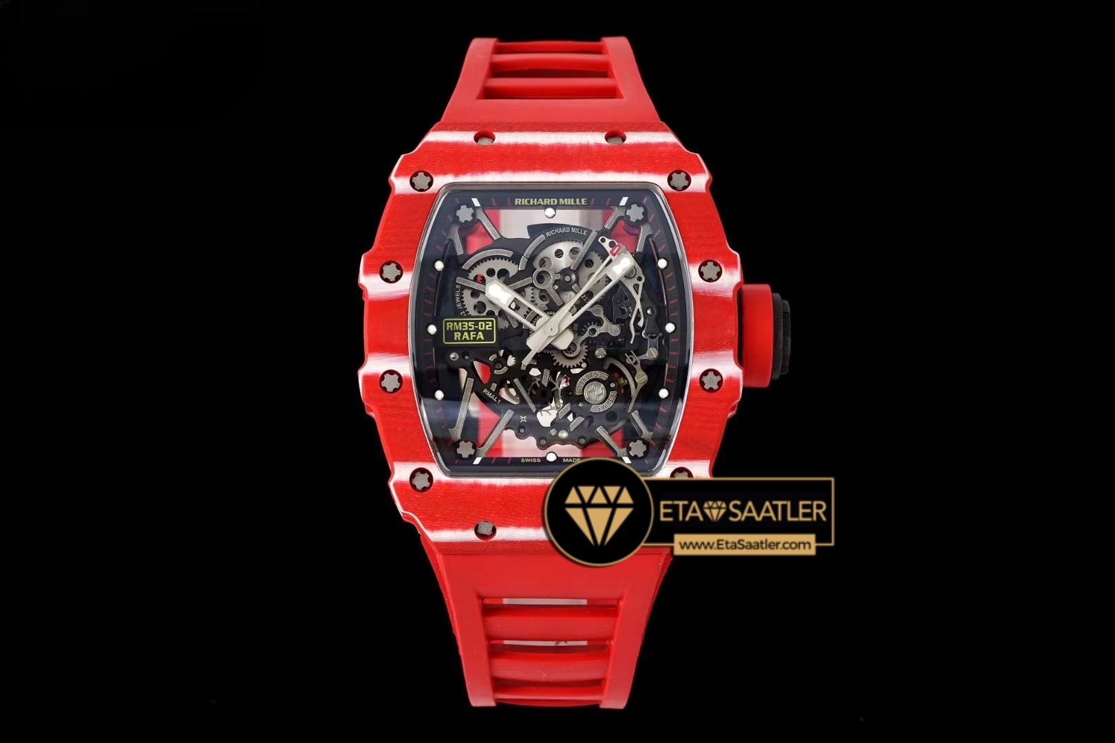 Richard Mille RM35-02 Rafael Nadal Quartz TPT Kırmızı İskelet Kadran SONIC V2 ETA