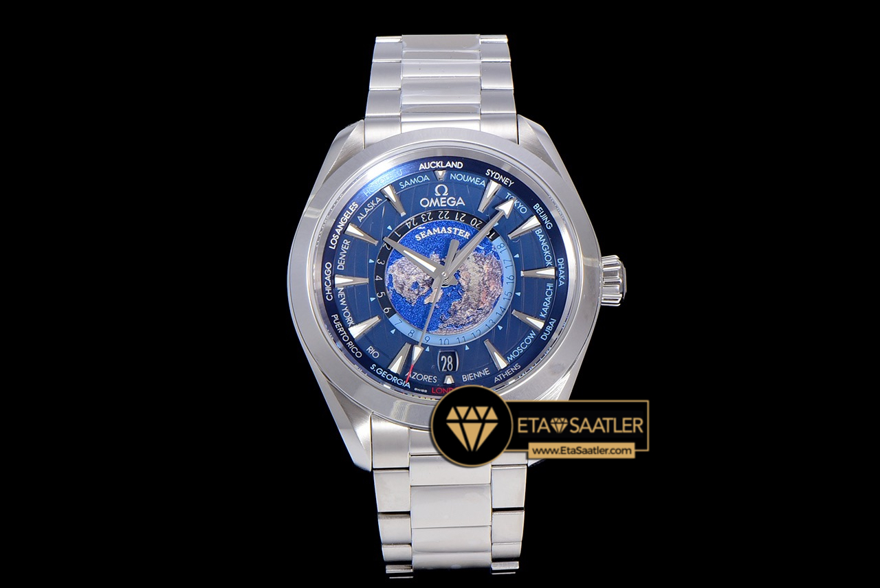 Omega Aqua Terra World Timer Blue Super Clone ETA