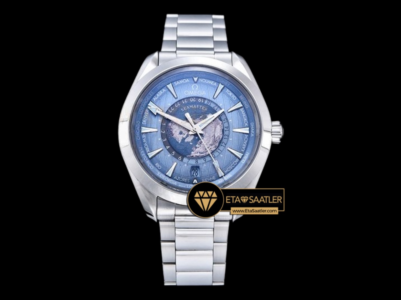 Omega Aqua Terra World Timer Summer Blue Super Clone ETA