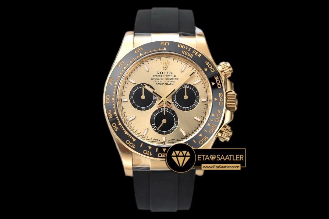 Rolex Daytona 126518LN Seramik Bezel Sarı Altın Oysterflex Clean 4131 Super Clone Eta