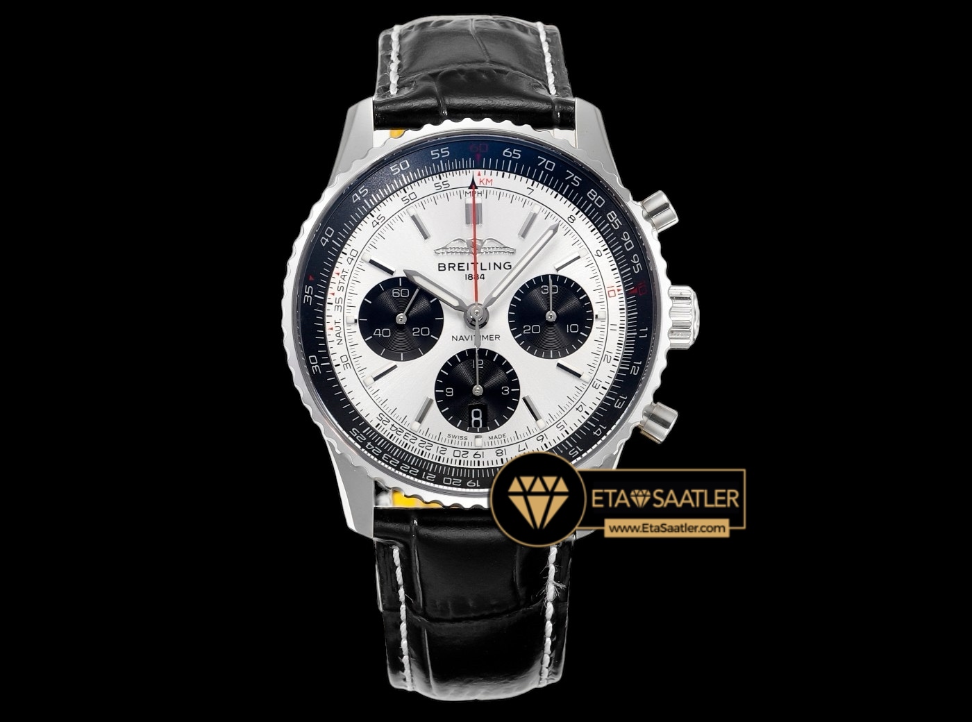 Breitling Navitimer B01 43 mm 70.Yıl Çelik Kasa Gümüş Kadran Deri Kordon Super Clone ETA