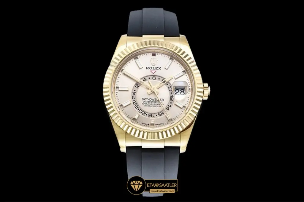 Rolex Sky-Dweller 42mm Oysterflex Gold Kasa Altın Kadran Super Clone Eta