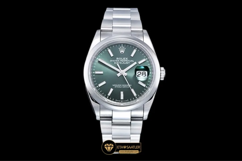 Rolex Datejust 126200 Mint Green Domed Bezel Jubile Kordon 36mm