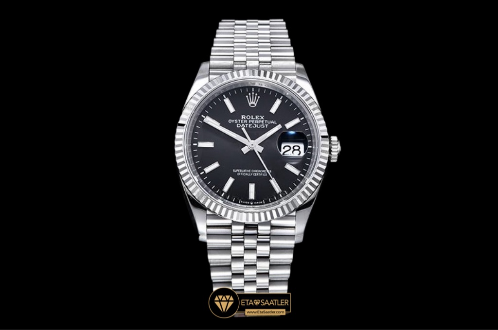Rolex Datejust 126234 Black Dial Fluted Bezel Jubile Kordon 36mm Super Clone ETA