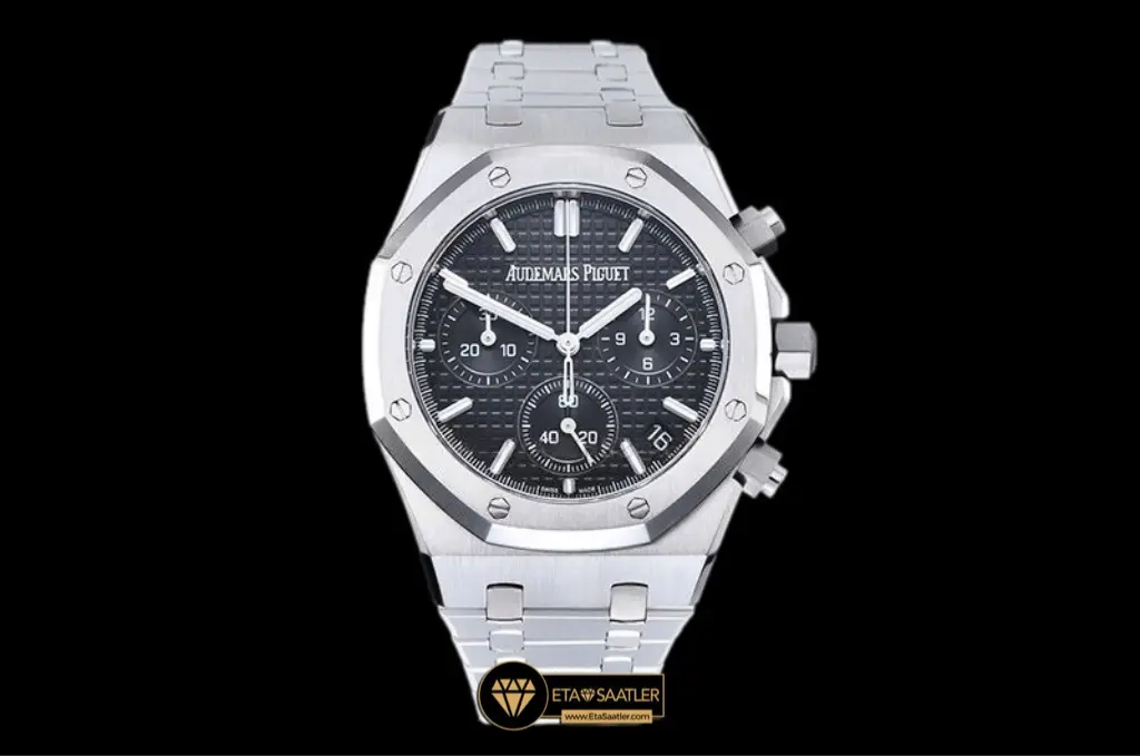 Audemars Piguet Royal Oak Chronograph 26240ST Çelik Kasa Desenli Siyah Kadran Super Clone ETA