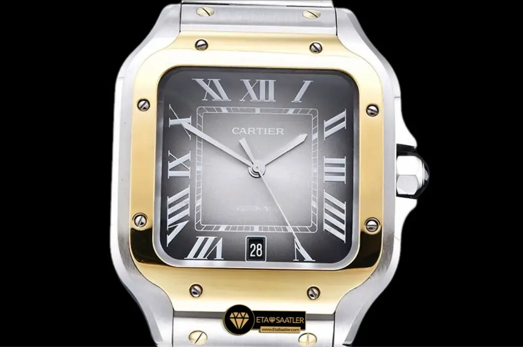 cartier-santos-xl-altın-çelik-gradyanlı-antrasit-gri-kadran-super-clone-eta-012