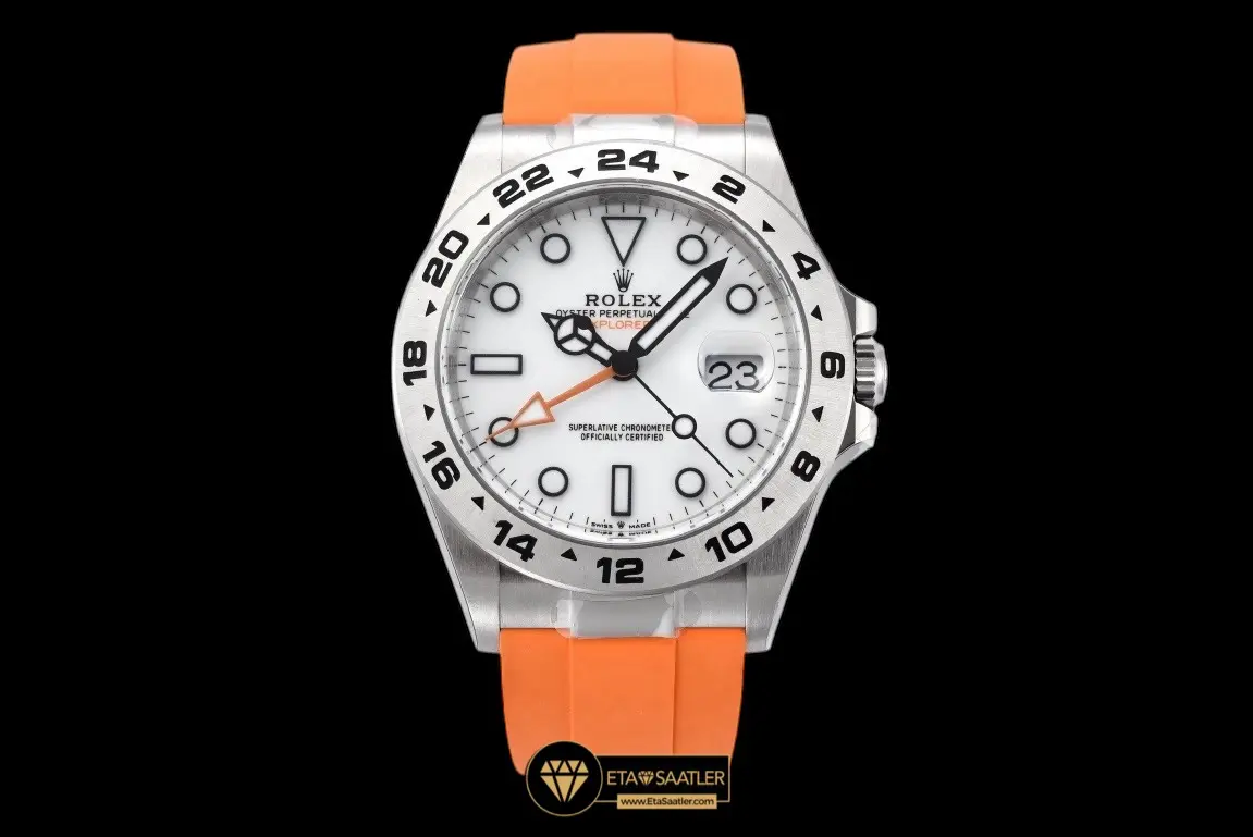 Rolex Explorer II 226570 Beyaz Kadran Turuncu Oysterflex 42 mm 3285 Super Clone Eta